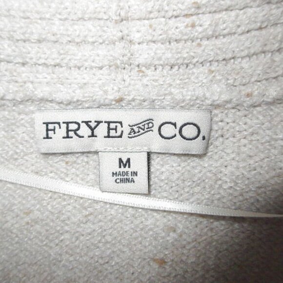 Frye and Co Fisherman Cable Knit Cardigan Size M Sweater Open Chunky Neutral - Picture 6 of 11